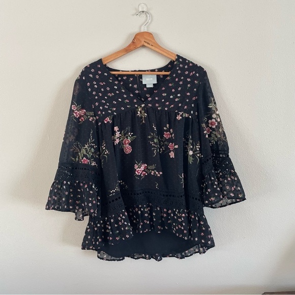 Maeve Anthropologie | Floral Swiss Dot Romantic Blouse - Picture 3 of 15